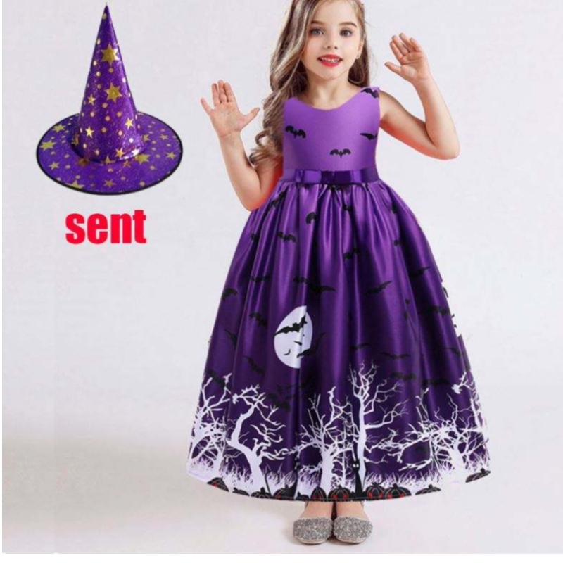 Hot Sale Halloween Kinderen Kostuums Little Girl Korte jurken 3-10 jaar Kinderkleding