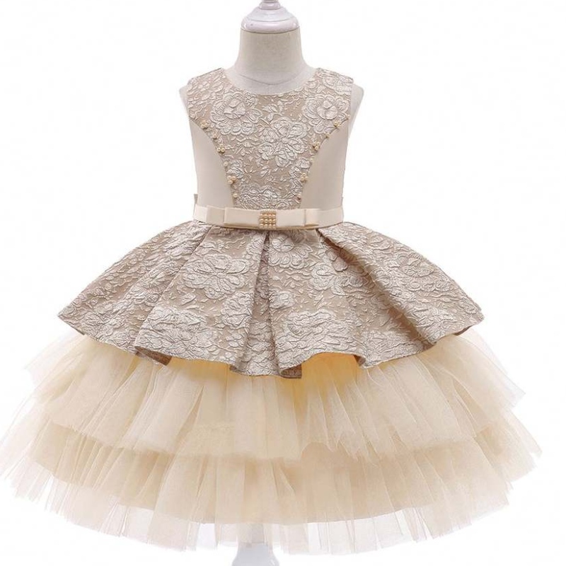 Baige babymeisjes feest prom kleding bloemenmeisjes prinses bruiloft bal jurk avondjurken