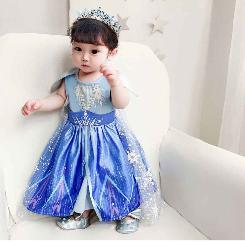 Baige Nieuw ontwerp Prinses Elsa Anna Role Play Jurk Little Girl Cosplay Costumes Kerstfeest Kerstfeest Verjaardag jurk BX1730