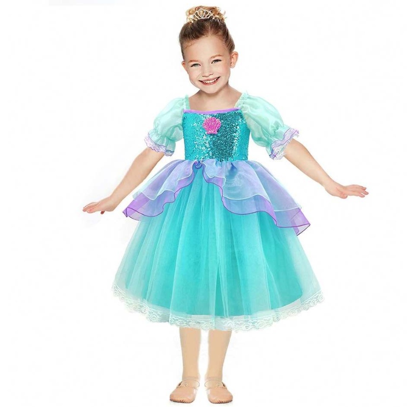 Baigelittle Mermaid Ariel Princess Jurk Halloween -kostuums verkleed Party Girls Cosplay Kids Ball Jurk