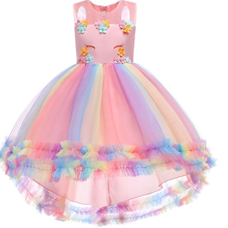 bloemenmeisjesjurk 2021 Eenhoornjurk Princess Unicorn Dress voor 3-12 jaar oude verjaardag