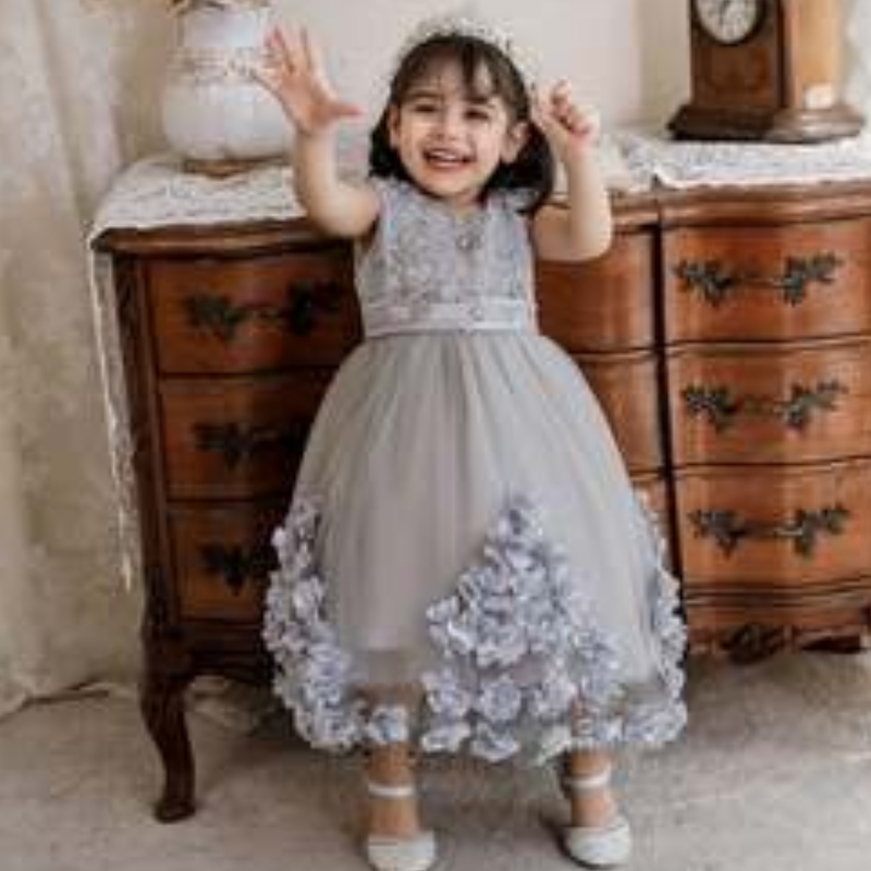 Baige 2022 Nieuwe stijl Formele trouwfeestavond Prinses Baby Girl Dress Flower