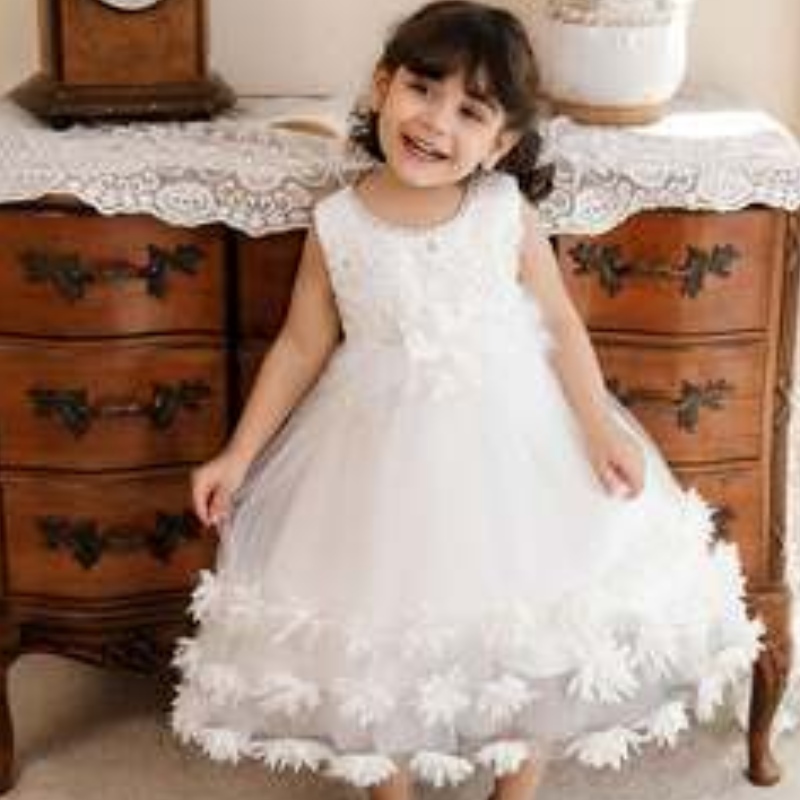 Baige 2022 Toddler Teen Ball Jurk Prinses Tulle Flower Girl Jurk Formele pailletten Kid Meisje Verjaardagsfeestjurken