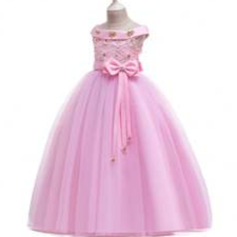 Elegant ontwerp Groothandel Mooie Girl Party Jurk Kids Wedding Event Ball Jurk Fancy Princess Mouwess Prom Frock LP-232