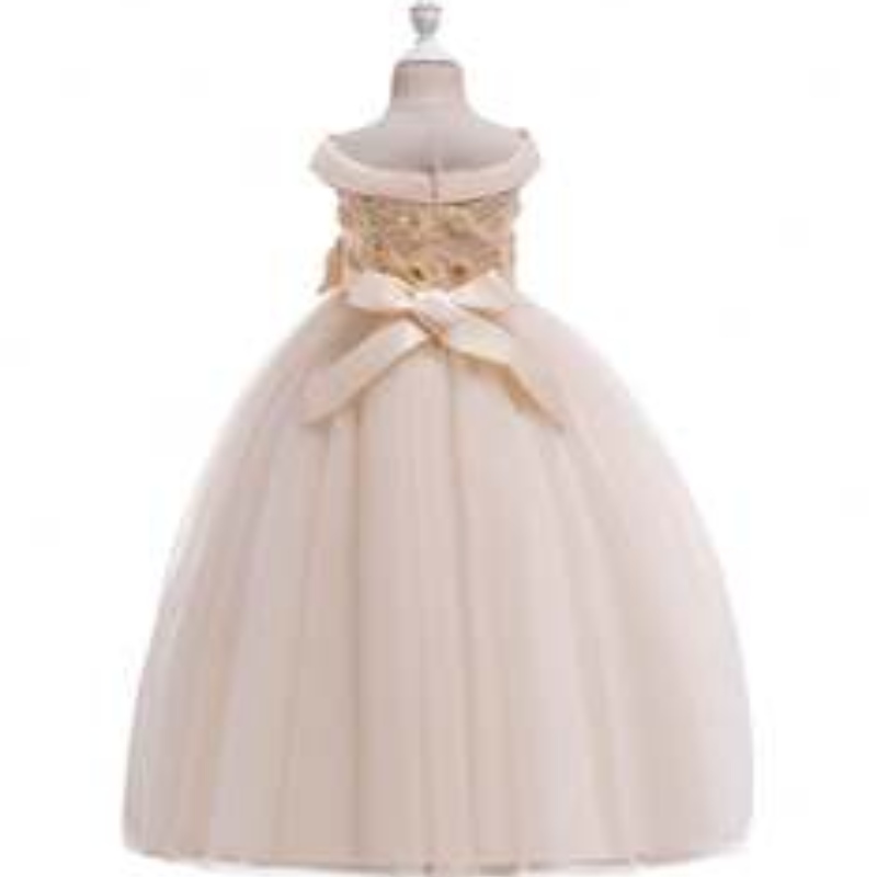 Elegant ontwerp Groothandel Mooie Girl Party Jurk Kids Wedding Event Ball Jurk Fancy Princess Mouwess Prom Frock LP-232