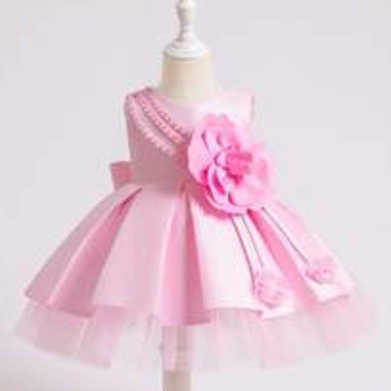 Baige bloemenmeisjes jurk baby bruiloft feest prinses kleding kinderen avondmeisje jurken xz001