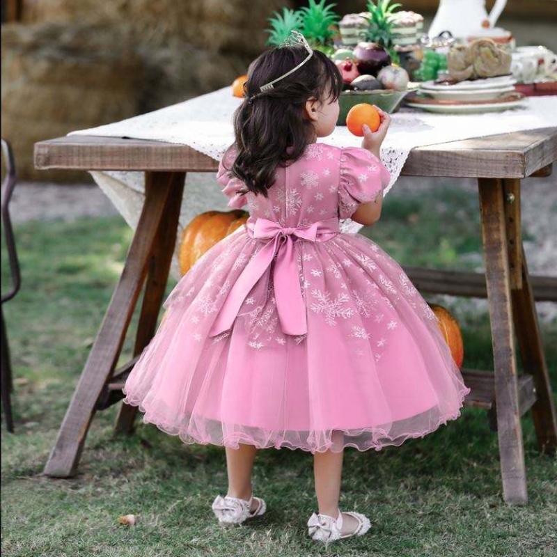 Baige kinderen feest bruiloft japonjarigmeisjes verjaardag jurk elegante kinderen jurk prinses sneeuwvlok ball jurk