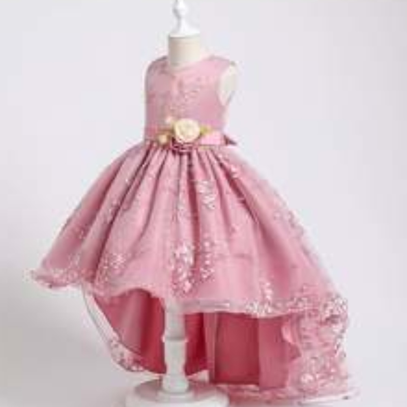 Baige groene kinderen Flower Fairy Princess 4-15 jaar Baby Girls Puffy Dress Design For Party 2153