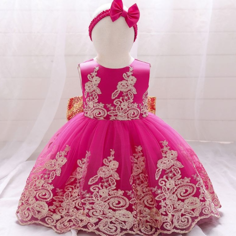 Kinderen Satin Pretty Party Dress Baby Girl Princess Dress Kids jurk meisje verjaardagsfeestjes jurken