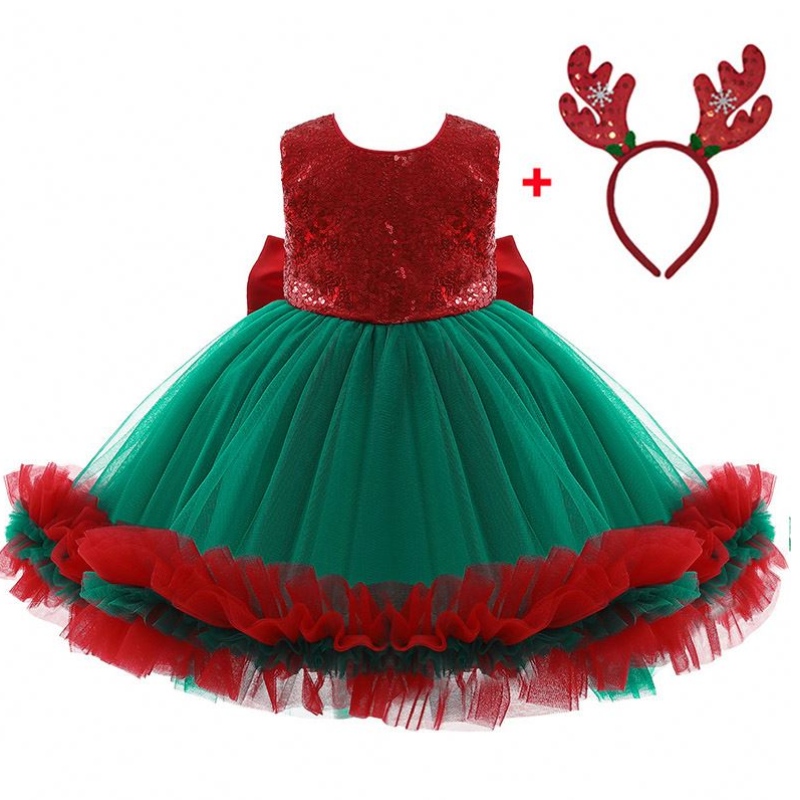 Baige rood lovertjes Kids kerst verjaardag avondje jurk big boog carnaval boogvestidos d0683