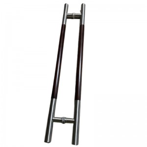 SS-039 Hedendaagse houten grip dubbelzijdige ladderstijl trekstreep, roestvrijstalen glazen deurgreep