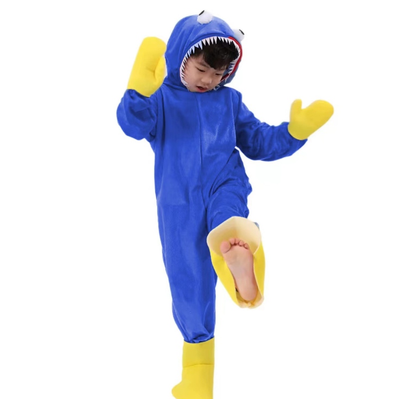 Nieuwe aankomst hete poppy playtime kostuum blauw poppy cartoon knuffel gy wuggys cosplay monster Halloween jumpsuit voor kinderen