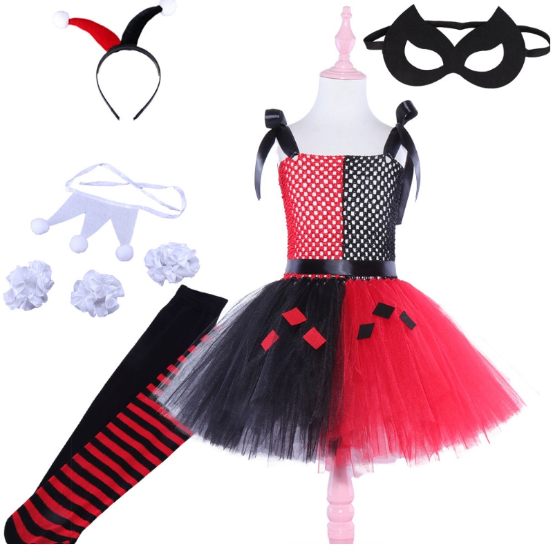 Girl Dress Cosplay Alice Queen of Hearts Dress For Girls Kinderen Kinderen Halloween Party-kostuum voor 2-12 jaar