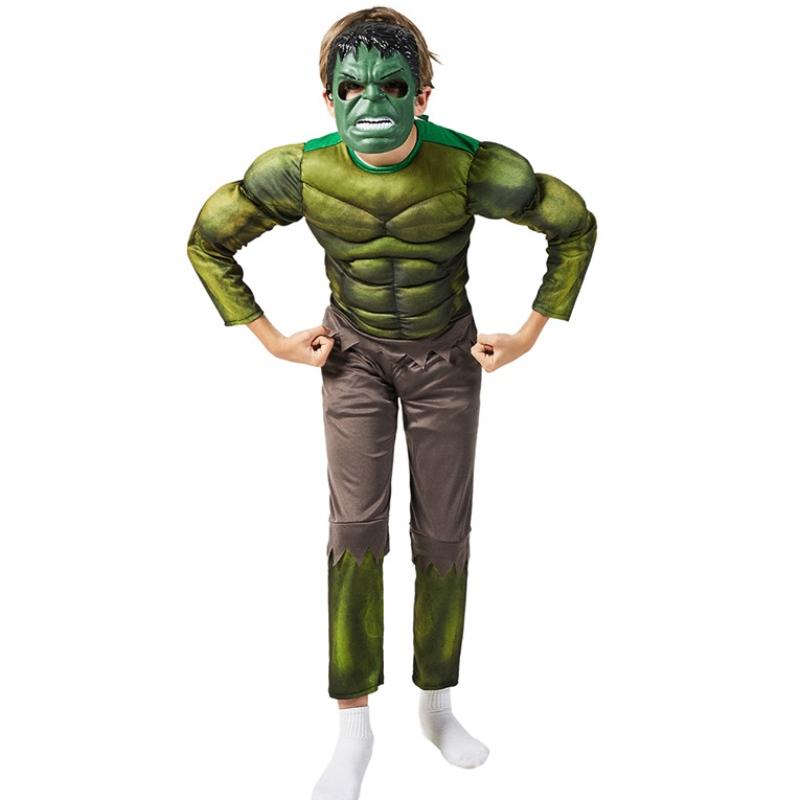 Kostuums Green Hulking with Mask Costume Muscle Superhero Halloween Kostuum voor kinderjongens kinderen 's Day cadeau