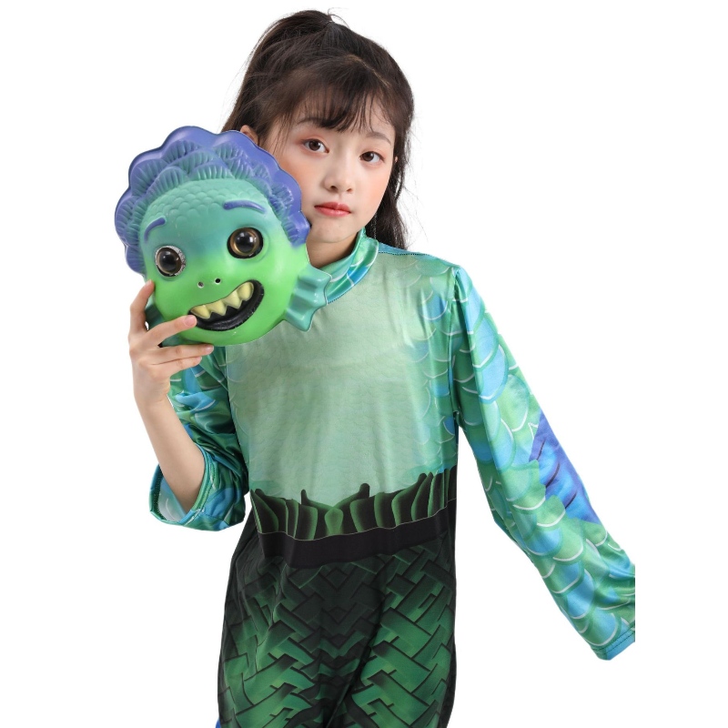 Halloween Sea Monster Cosplay Luca film kostuums feestmaskers jumpsuit kinderen rollenspel feestkleding