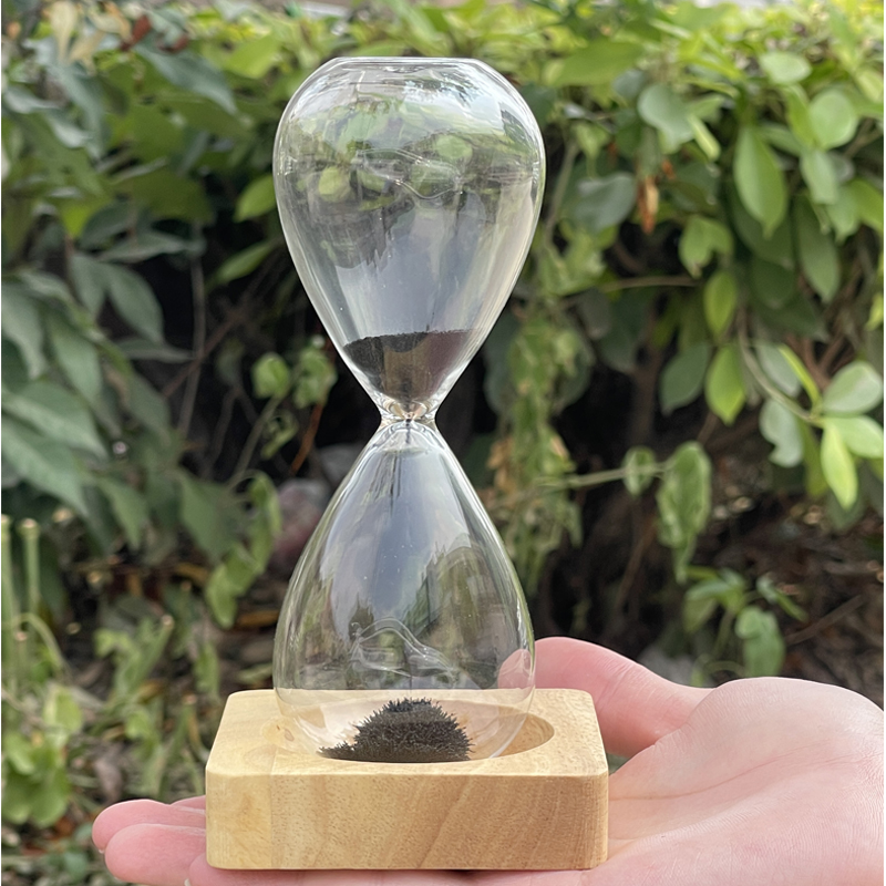 Amazon Hot Deals Glass Handgeblazen Creative Souvenir Gifts 15/30 Minute Magnetic Sand Timer Hourglas met houten basis