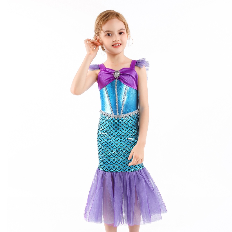 Girl Princess Little Mermaid Dress Kids Cosplay Charme Kostuum Kinderen Carnaval Verjaardagsfeestje Kleding Zomerjurk Girls Girls