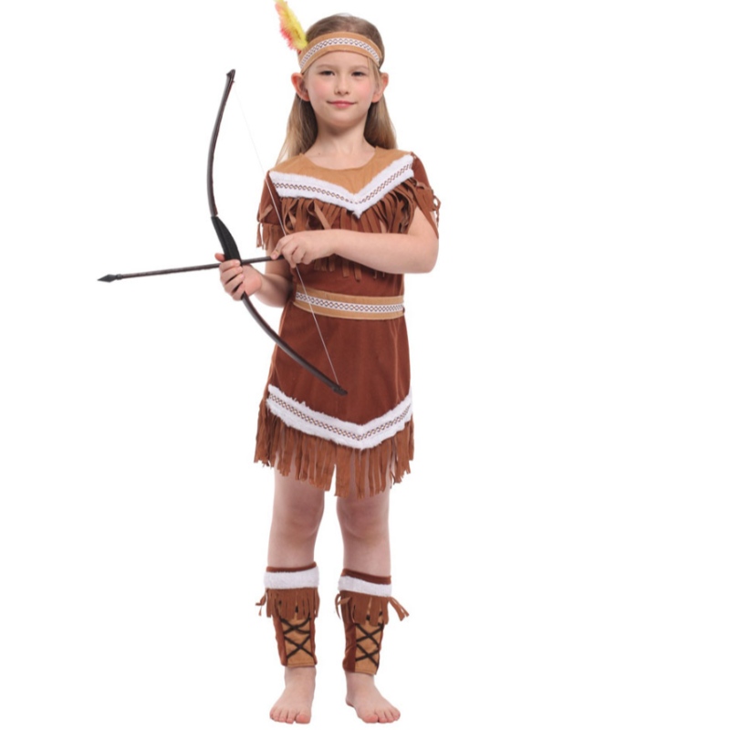 Halloween Indian Princess Costumes Kids Girls Pocahontas Huntress Kostuum Purim Party Mardi Gras Fancy Dress