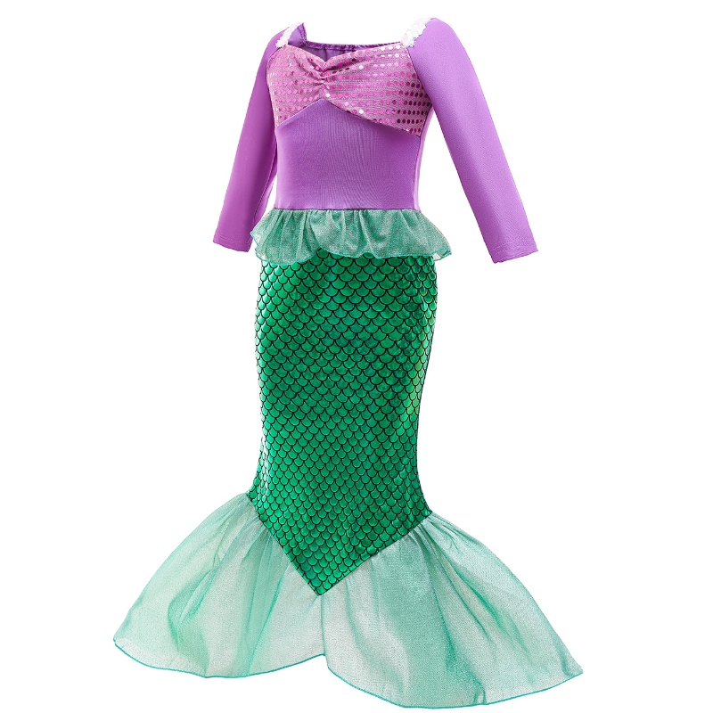 Meisjes kleine zeemeermin ariel prinses jurk cosplay kostuums kinderen baby ariel fancy kostuum kind Halloween verjaardagsfeestje kleding