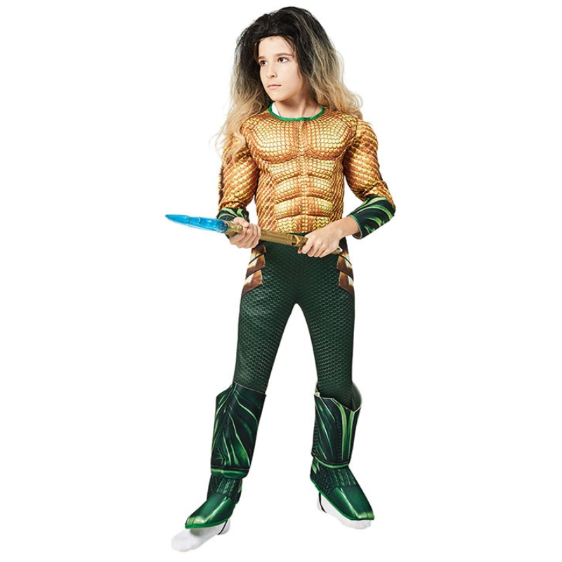 Kids Comic Superhero Aquaman Muscle Kleed Halloween Fancy Dress Up Cosplay kostuum voor kind