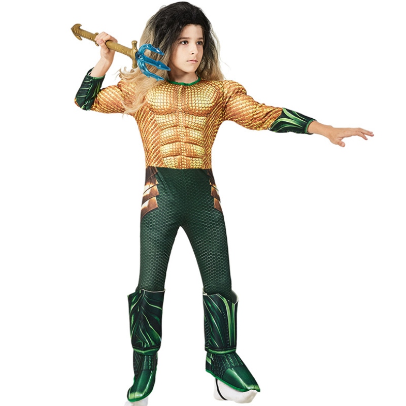 Kids Comic Superhero Aquaman Muscle Kleed Halloween Fancy Dress Up Cosplay kostuum voor kind