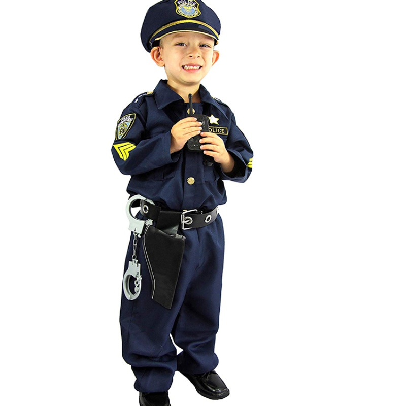 Deluxe politieagent kostuum en rollenspel Kit jongens Halloween Carnival Party Performance Fancy Dress Up Uniform Outfit