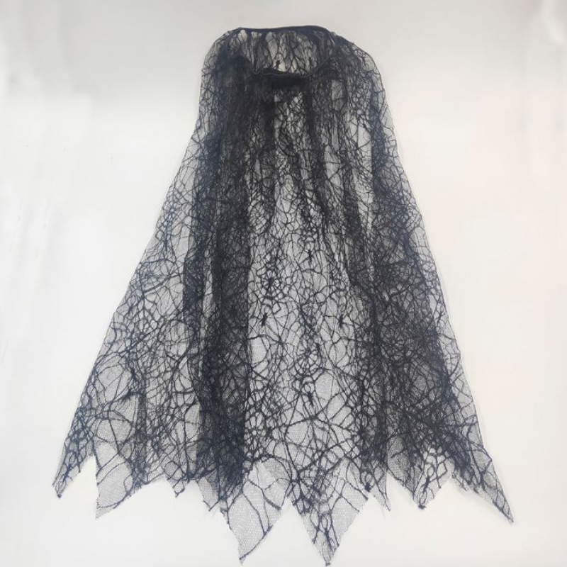 Black SpiderWeb Cloak Cape voor kinderen meisjes Halloween kostuum feestdecoratie