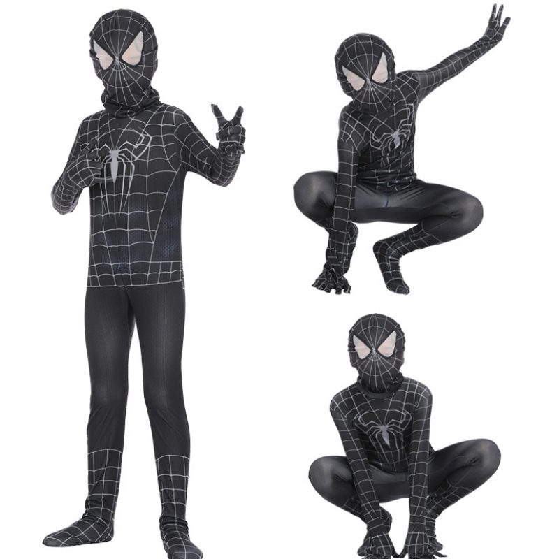 Spiderman Cosplay Black Bodysuit Hero Role Play strak anime jumpsuit spier Halloween -kostuum