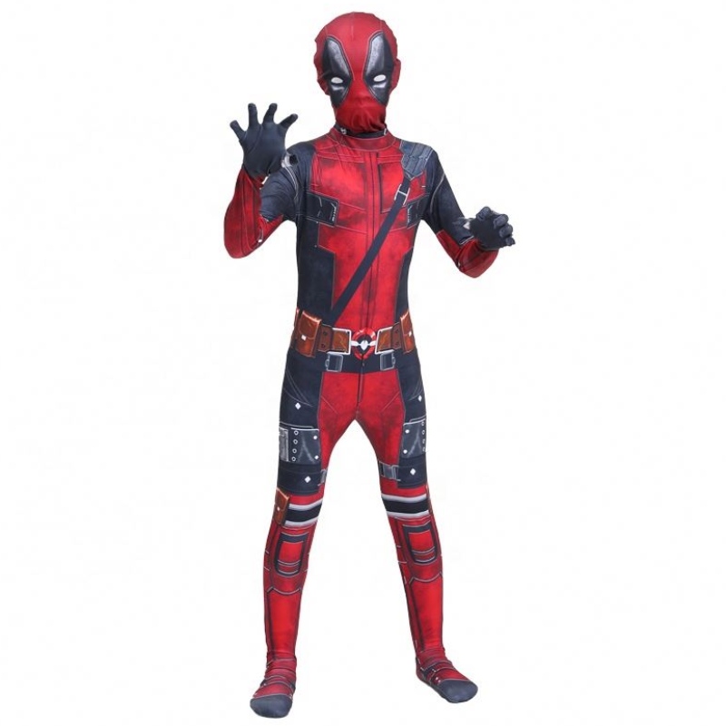 Jongens coole films anime superheld Halloween kerstfeest geschenken cosplay Dead Pool Children \\ 's kostuums met hoofddeksels zwaarden wapens