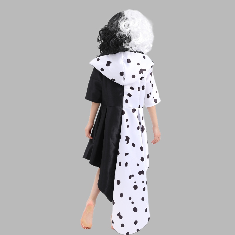 2022 Nieuwe stijlfilm 101 Loyal Dog Cos Black and White Witch Kuila Deville Cosplay Dress Stage Kostuum