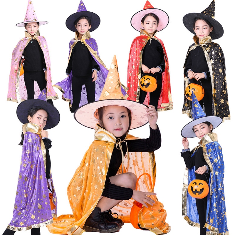 Halloween mantel kinderen cosplay heks mantel goochelaar tovenaar podium performance kostuum hoed