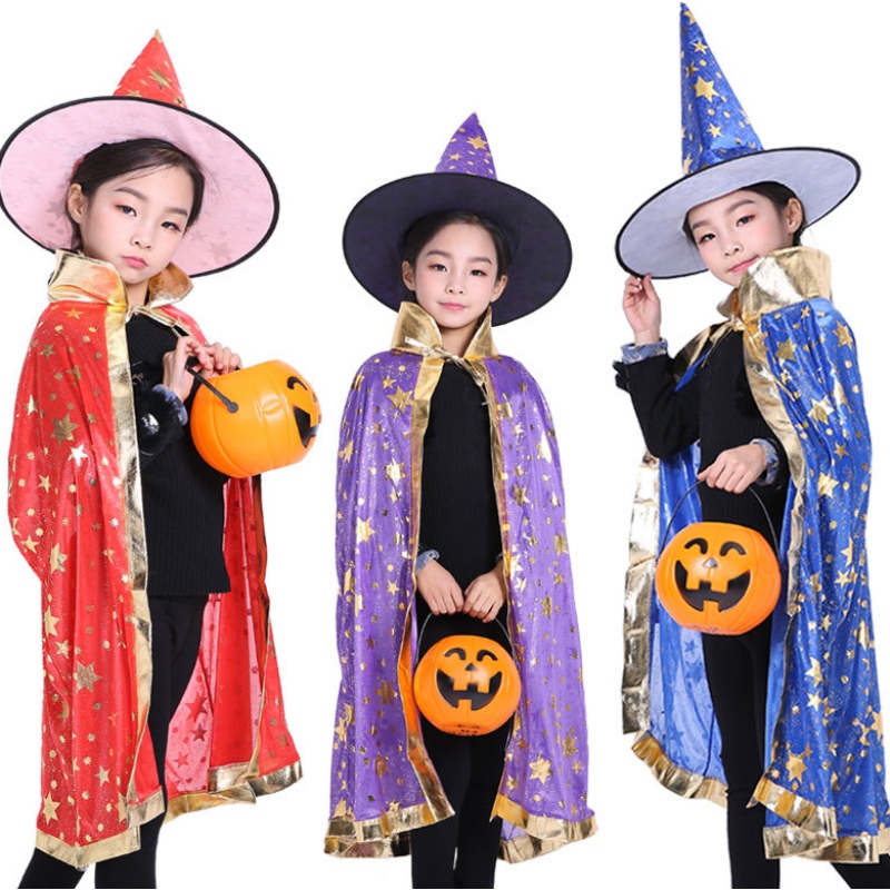 Halloween mantel kinderen cosplay heks mantel goochelaar tovenaar podium performance kostuum hoed