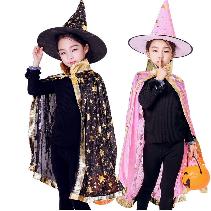 Halloween mantel kinderen cosplay heks mantel goochelaar tovenaar podium performance kostuum hoed