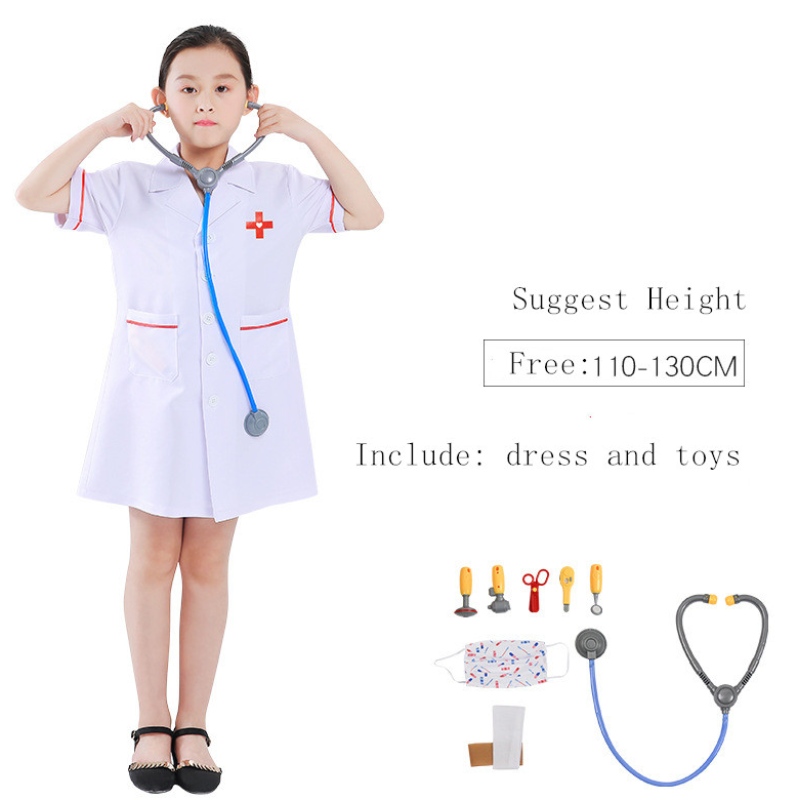 Kids Doctor Costume verkleed Toddler Girl Halloween -kostuumrolset en accessoires