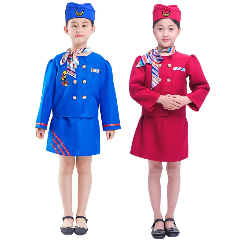 Children's Performance Costume stewardess uniform professioneel uniform Halloween cosplay kostuum