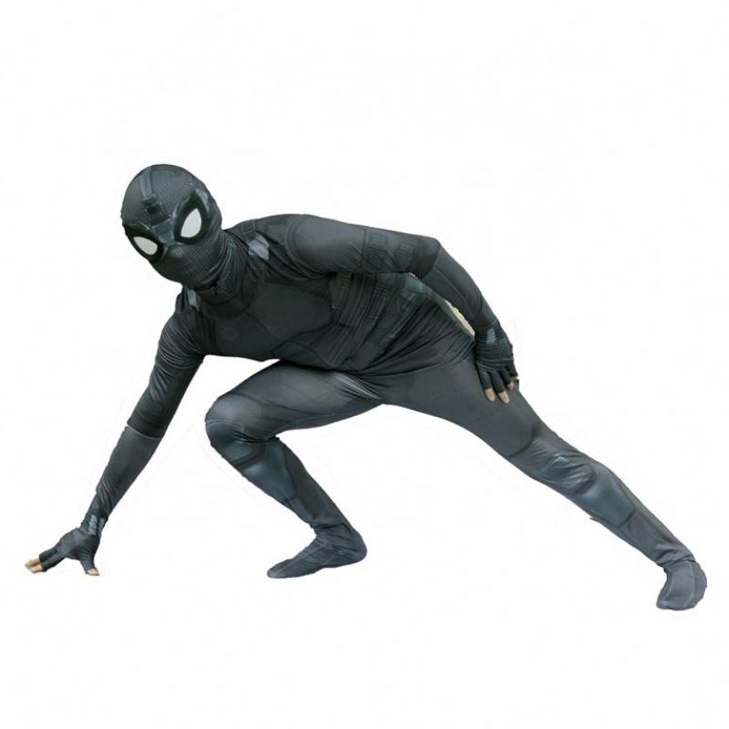 Nieuwe stijl Black Superhero Zentai Suit voor Halloween TV&movie Cosplay Black Spider Man Kostuum met gezichtsmasker voor kinderen&ADULTS