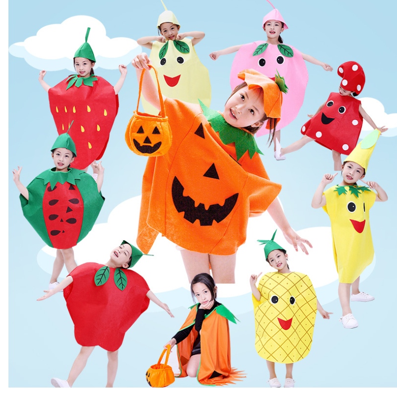 Groothandel schattig baby kinderen fruit cosplay kostuum kinderen fruitgroenten podium Performance pak