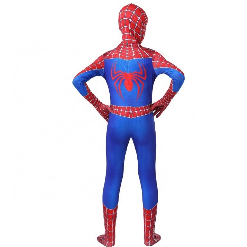 Zip Up klassieke film Anime strakke jumpsuit voor Halloween Carnival Amazing Spiderman Cosplay kostuum voor kinderen met gezichtsmasker