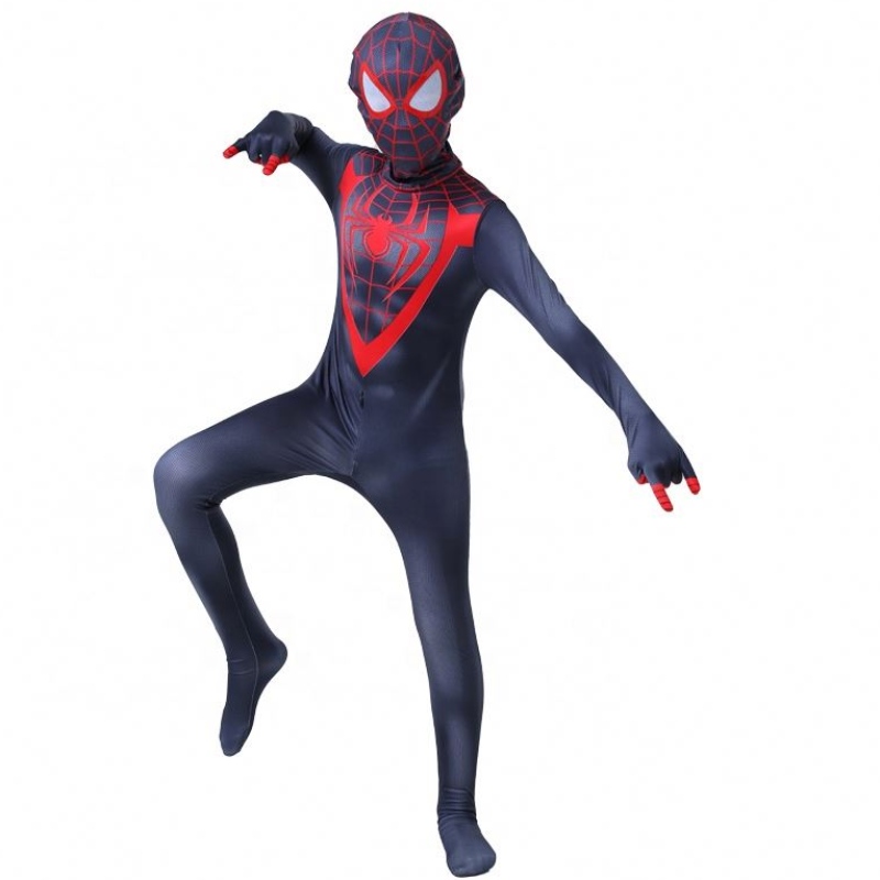 Nieuw design Halloween Carnival Spiderman No Way Home Cosplay Black Zentai Jumpsuit Spiderman kostuum voor kinderen met gezichtsmasker