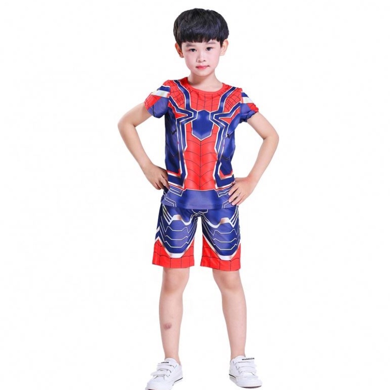 Nieuwe stijl polyester sport pakken casual outfit Halloween Party Cospidy Spiderman Suits Top&shorts for Kids Boys