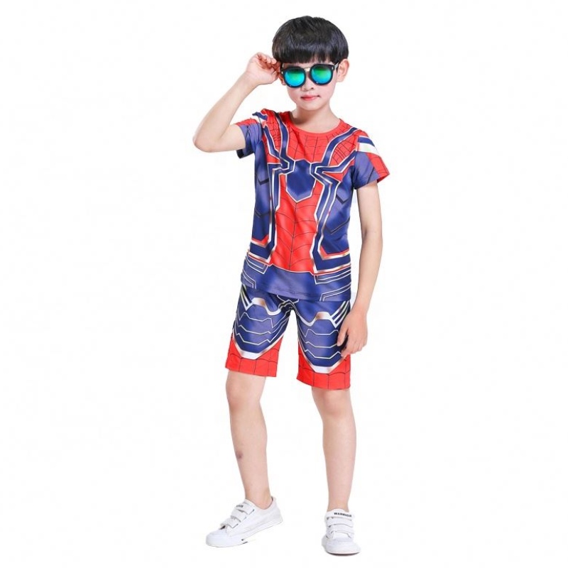 Nieuwe stijl polyester sport pakken casual outfit Halloween Party Cospidy Spiderman Suits Top&shorts for Kids Boys