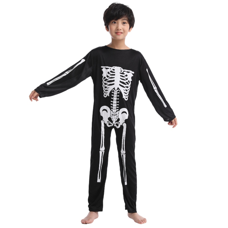 2022 Amazon Children Jumpsuit Halloween Party -kostuum jumpsuit met skeletbotprint voor kinderen