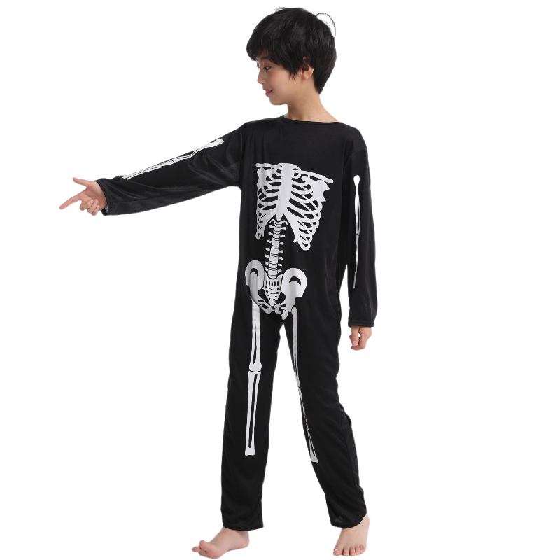 2022 Amazon Children Jumpsuit Halloween Party -kostuum jumpsuit met skeletbotprint voor kinderen