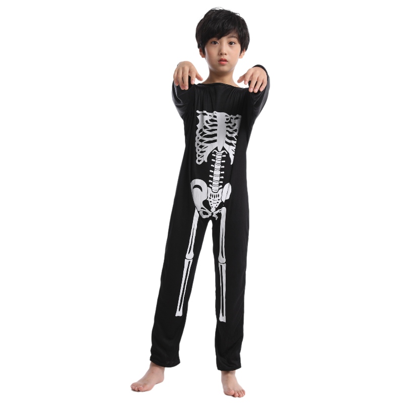 Halloween Skeleton Kids -kostuumglow in de Dark Bone Skull Outfit voor Halloween Carnival