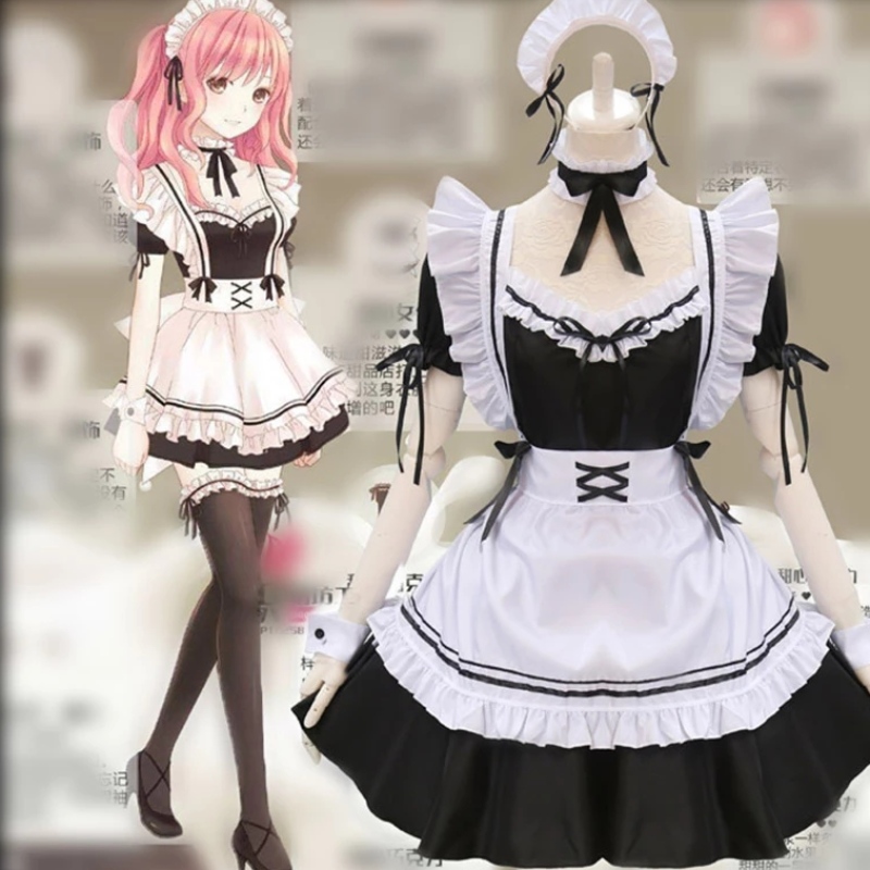 French meid schort lolita fancy jurk cosplay kostuum meid jurken Halloween Maid Outfit (S-5XL)