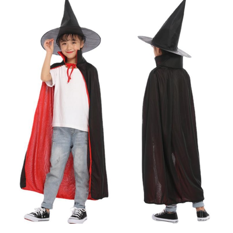 Nieuwe aankomst make -up cosplay mantel heks cape met hoed Halloween Party cape voor kinderen