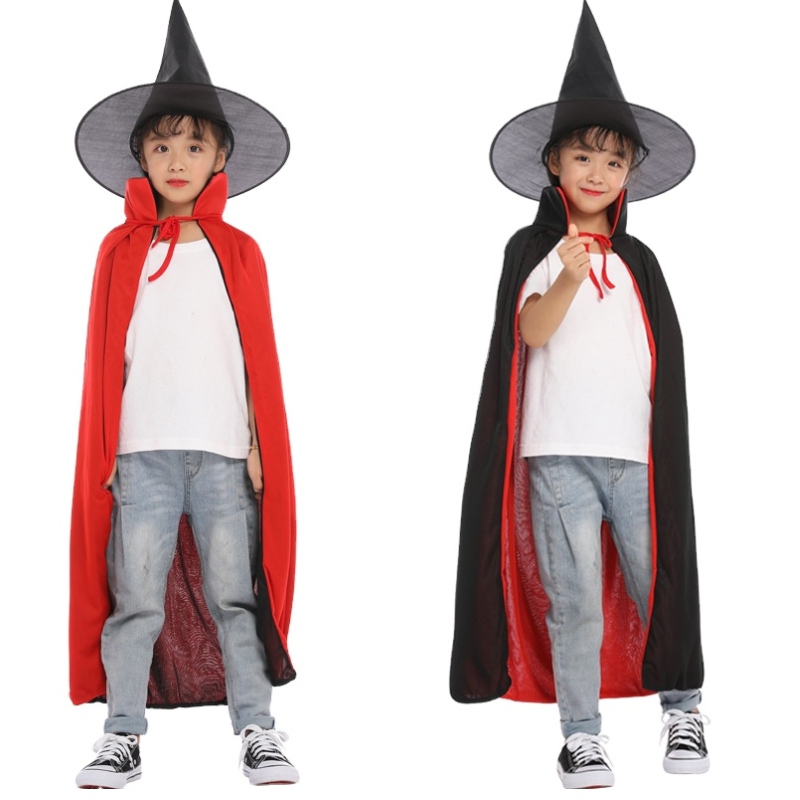 Nieuwe aankomst make -up cosplay mantel heks cape met hoed Halloween Party cape voor kinderen