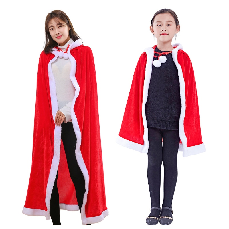 Kerstkinderen capes volwassen fluwelen mantel Santa cosplay feestkostuums