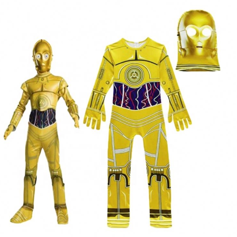 Groothandel film&film outfits pak voor Halloween verjaardagsfeestje ster Cosplay Wars jumpsuit c-3po robot kostuum met masker voor kinderen