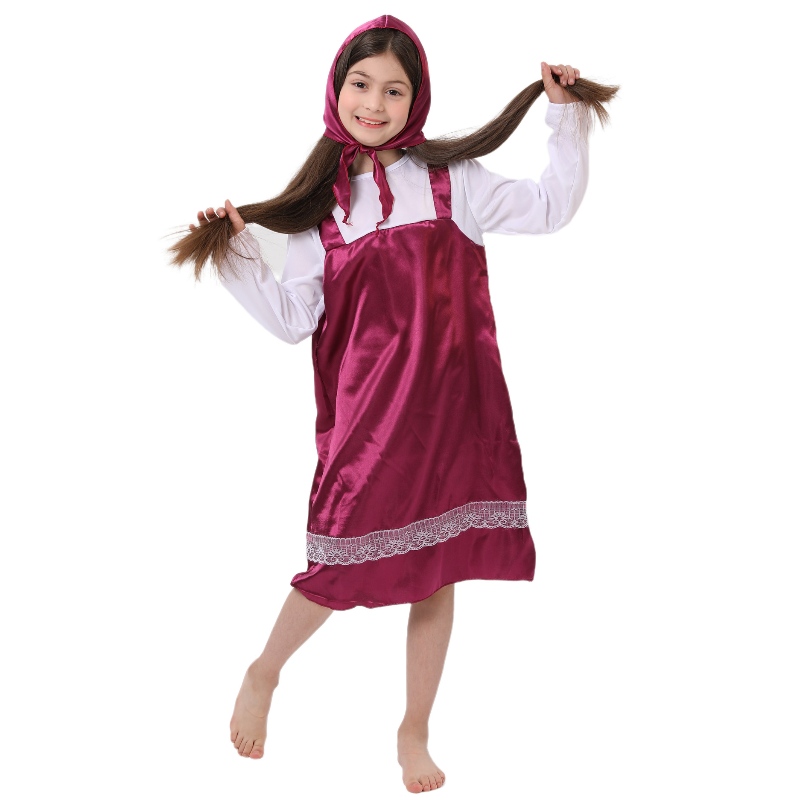 Cartoon -personage Masha kostuum Halloween Little Red Riding Hoodie Party Carnival Costume